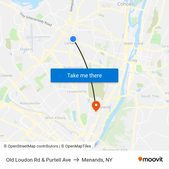 Old Loudon Rd & Purtell Ave to Menands, NY map