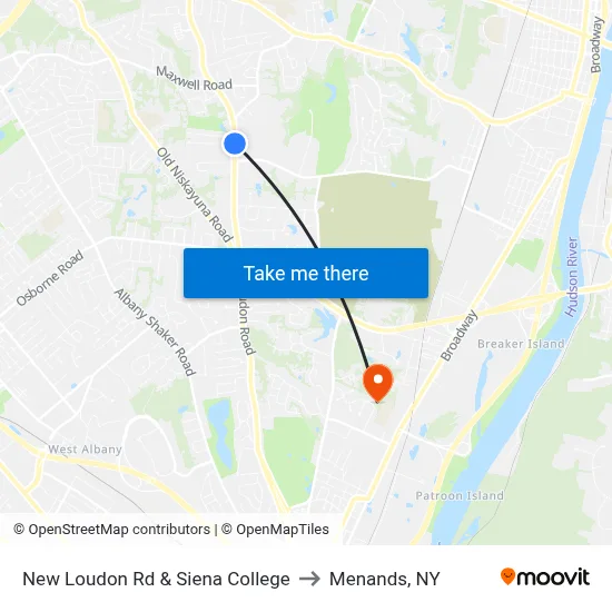 New Loudon Rd & Siena College to Menands, NY map