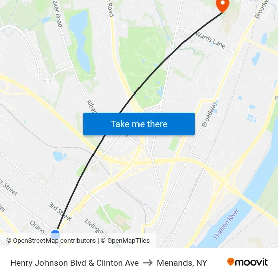 Henry Johnson Blvd & Clinton Ave to Menands, NY map