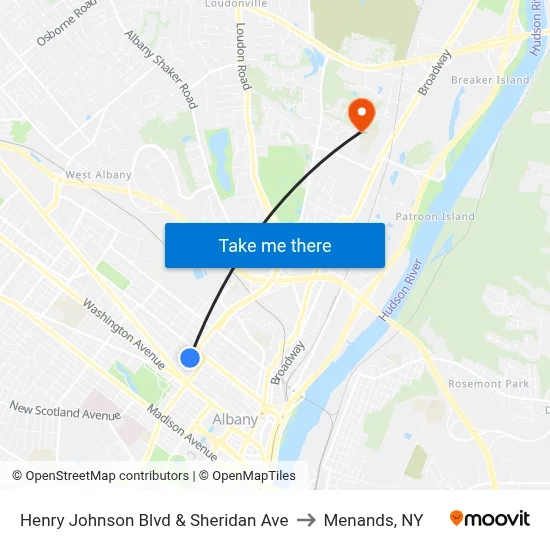 Henry Johnson Blvd & Sheridan Ave to Menands, NY map