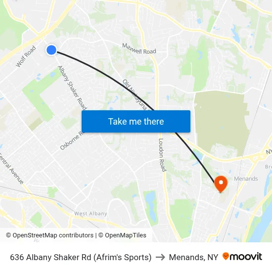 636 Albany Shaker Rd (Afrim's Sports) to Menands, NY map