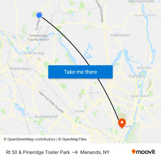 Rt 50 & Pineridge Trailer Park to Menands, NY map