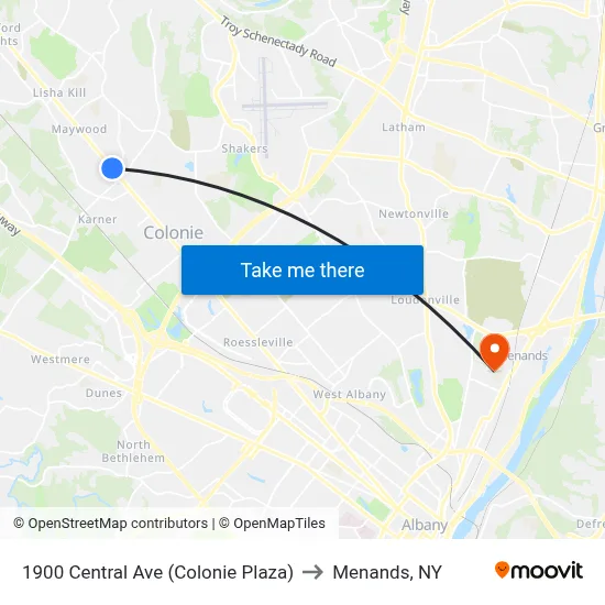1900 Central Ave (Colonie Plaza) to Menands, NY map