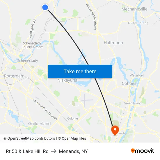 Rt 50 & Lake Hill Rd to Menands, NY map
