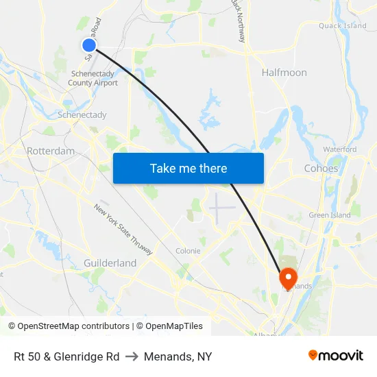 Rt 50 & Glenridge Rd to Menands, NY map