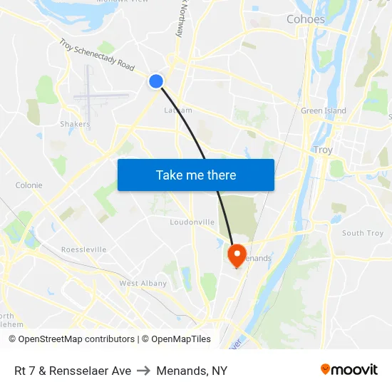 Rt 7 & Rensselaer Ave to Menands, NY map