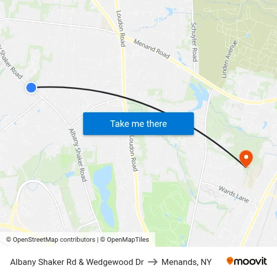 Albany Shaker Rd & Wedgewood Dr to Menands, NY map