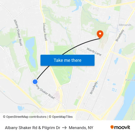 Albany Shaker Rd & Pilgrim Dr to Menands, NY map