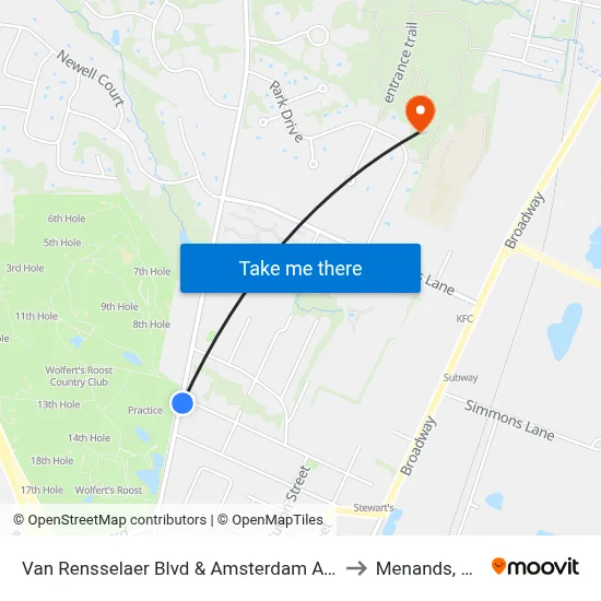 Van Rensselaer Blvd & Amsterdam Ave to Menands, NY map