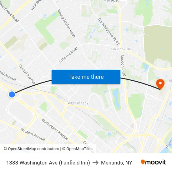 1383 Washington Ave (Fairfield Inn) to Menands, NY map