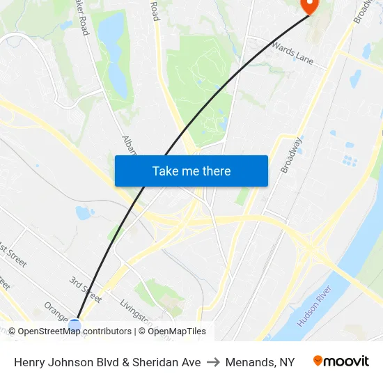 Henry Johnson Blvd & Sheridan Ave to Menands, NY map