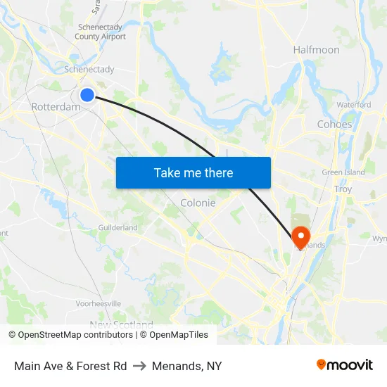 Main Ave & Forest Rd to Menands, NY map