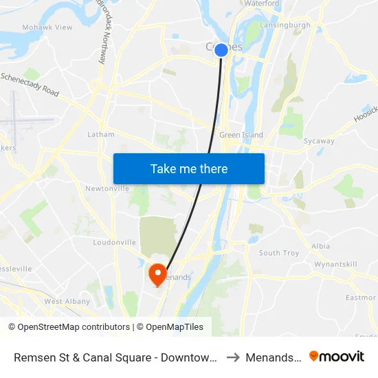 Remsen St & Canal Square - Downtown Cohoes to Menands, NY map