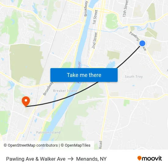 Pawling Ave & Walker Ave to Menands, NY map