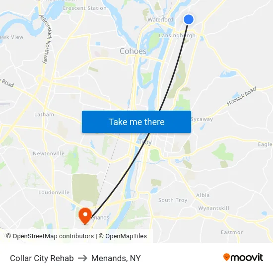 Collar City Rehab to Menands, NY map