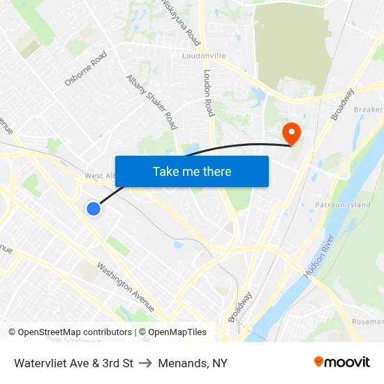 Watervliet Ave & 3rd St to Menands, NY map