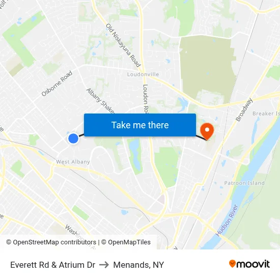 Everett Rd & Atrium Dr to Menands, NY map