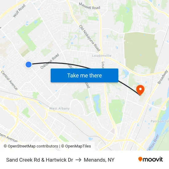 Sand Creek Rd & Hartwick Dr to Menands, NY map