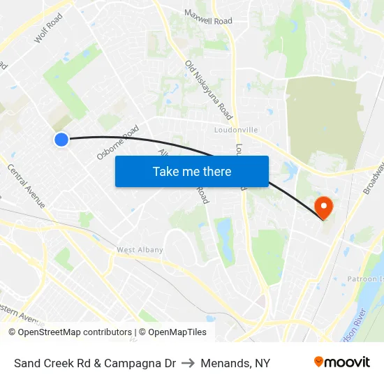 Sand Creek Rd & Campagna Dr to Menands, NY map