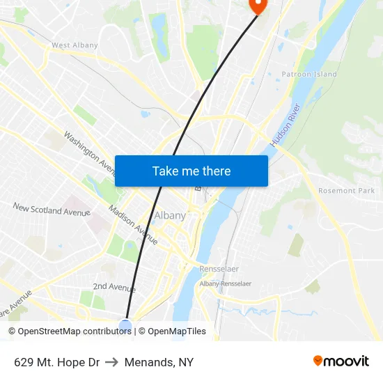 629 Mt. Hope Dr to Menands, NY map