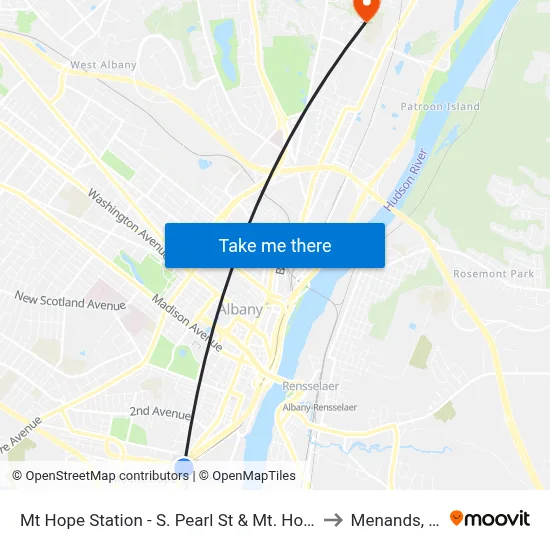 Mt Hope Station - S. Pearl St & Mt. Hope Dr to Menands, NY map