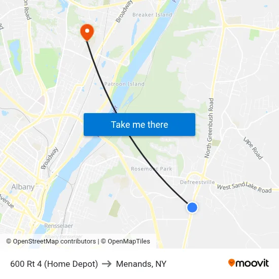 600 Rt 4 (Home Depot) to Menands, NY map
