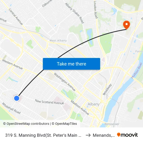 319 S. Manning Blvd(St. Peter's Main Entrance) to Menands, NY map