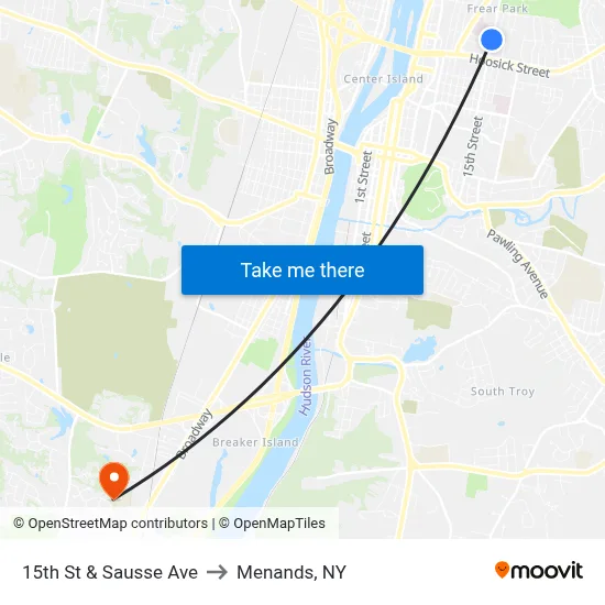 15th St & Sausse Ave to Menands, NY map
