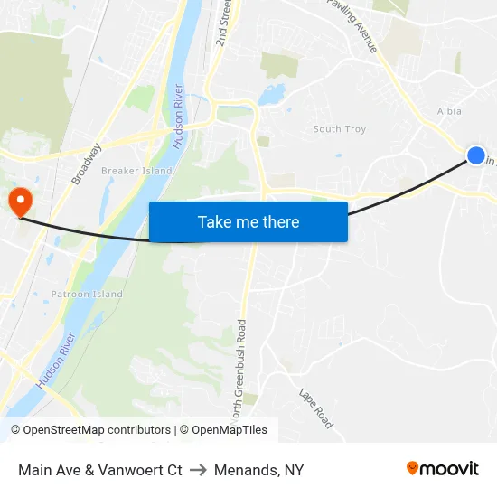 Main Ave & Vanwoert Ct to Menands, NY map