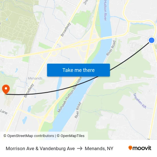 Morrison Ave & Vandenburg Ave to Menands, NY map