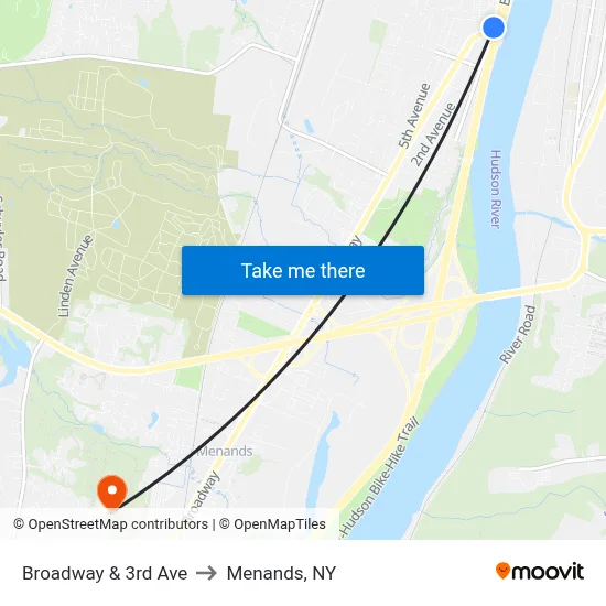 Broadway & 3rd Ave to Menands, NY map