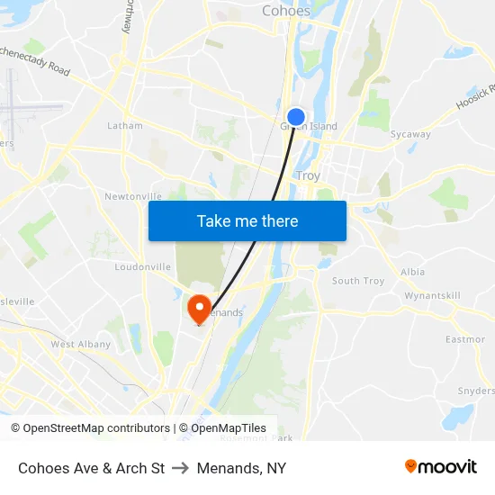 Cohoes Ave & Arch St to Menands, NY map