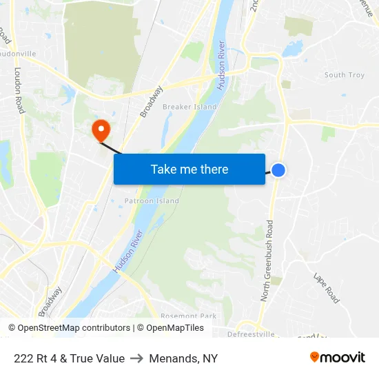 222 Rt 4 & True Value to Menands, NY map
