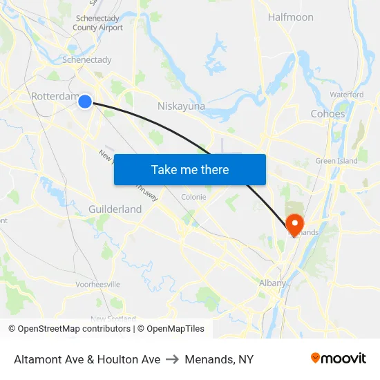 Altamont Ave & Houlton Ave to Menands, NY map