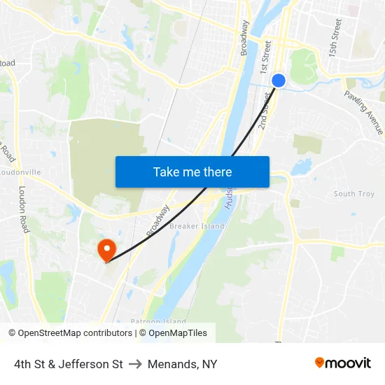 4th St & Jefferson St to Menands, NY map