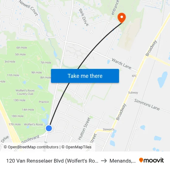 120 Van Rensselaer Blvd (Wolfert's Roost Cc) to Menands, NY map