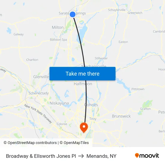 Broadway & Ellsworth Jones Pl to Menands, NY map