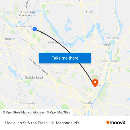 Mcclellan St & the Plaza to Menands, NY map