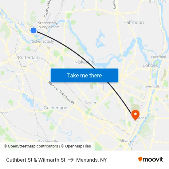 Cuthbert St & Wilmarth St to Menands, NY map