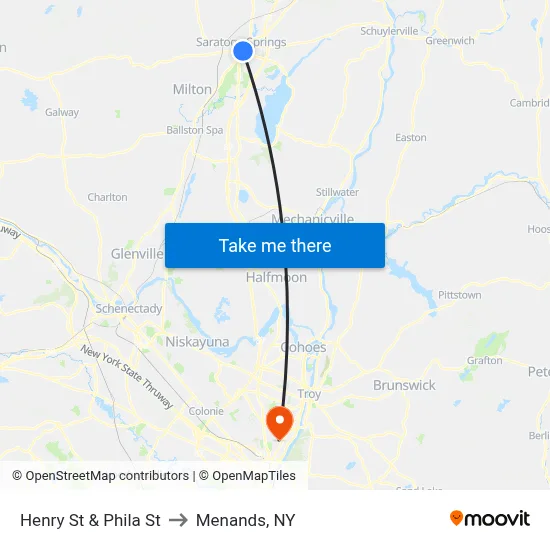 Henry St & Phila St to Menands, NY map