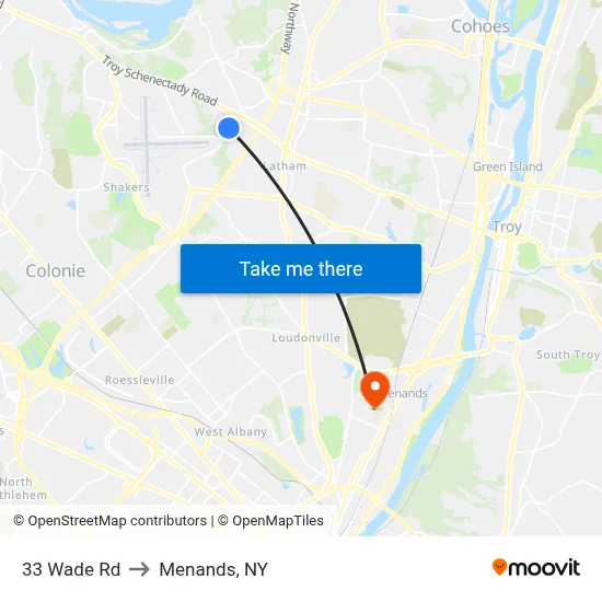 33 Wade Rd to Menands, NY map
