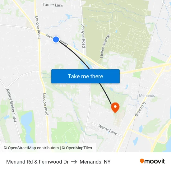 Menand Rd & Fernwood Dr to Menands, NY map