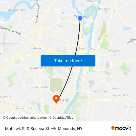 Mohawk St & Seneca St to Menands, NY map