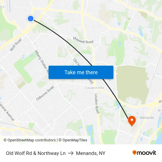 Old Wolf Rd & Northway Ln to Menands, NY map