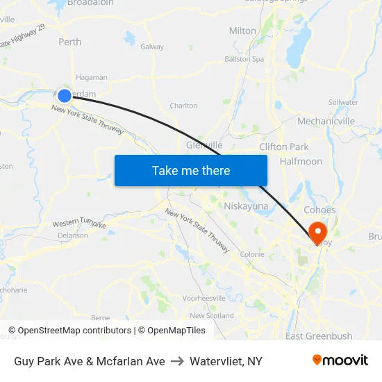 Guy Park Ave & Mcfarlan Ave to Watervliet, NY map