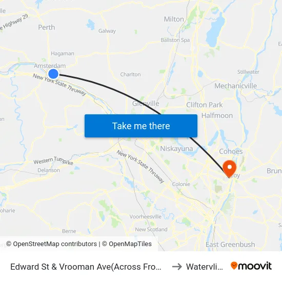 Edward St & Vrooman Ave(Across From 60 Edward St) to Watervliet, NY map