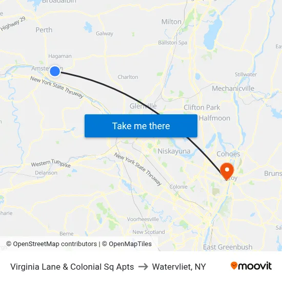 Virginia Lane & Colonial Sq Apts to Watervliet, NY map