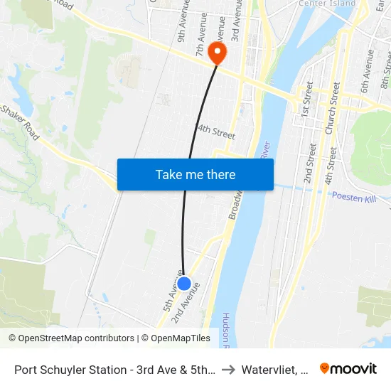 Port Schuyler Station - 3rd Ave & 5th St to Watervliet, NY map