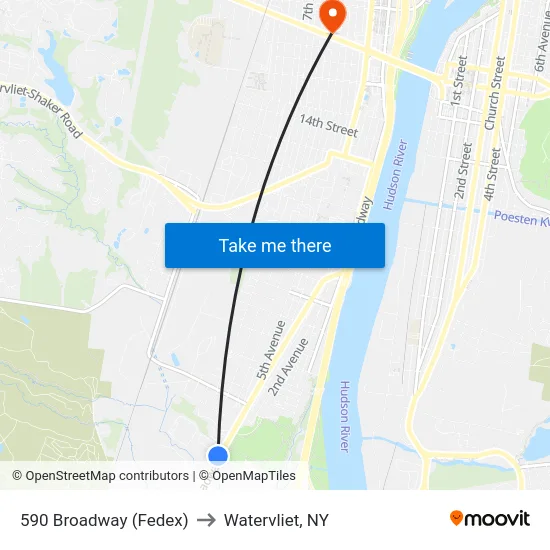 590 Broadway (Fedex) to Watervliet, NY map