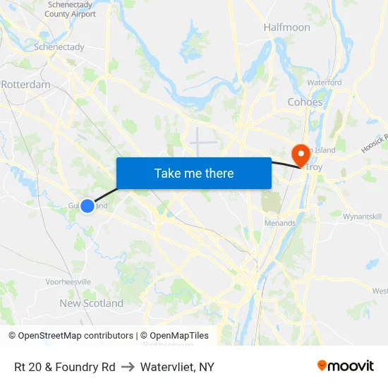 Rt 20 & Foundry Rd to Watervliet, NY map